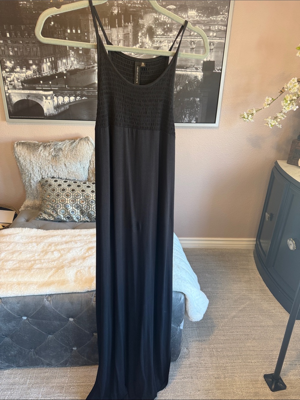 Long Black Spaghetti-Strap Maxi Dress